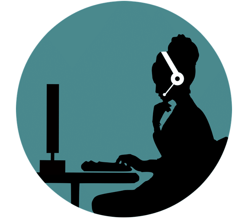 Silhouette of woman working on a computer